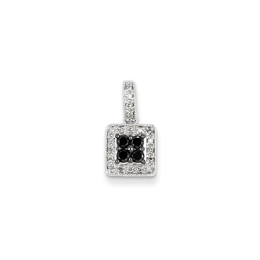 Image of ID 1 14k White Gold White & Black Real Diamond Square Pendant