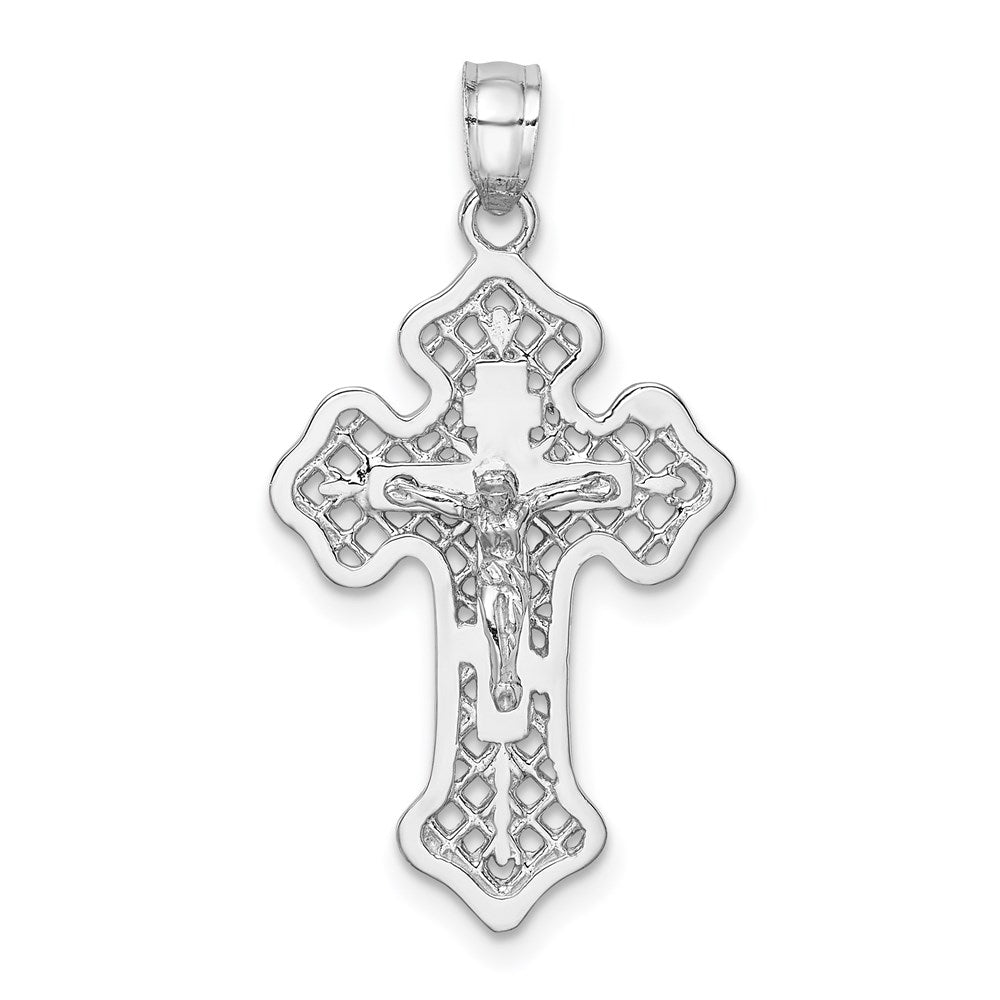 Image of ID 1 14k White Gold White Polished Crucifix Cross Pendant