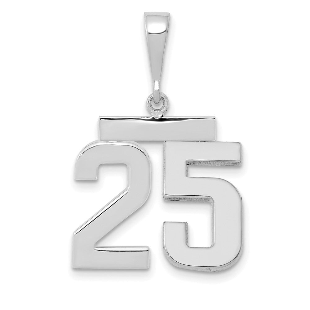 Image of ID 1 14k White Goldw Medium Polished Number 25 Charm