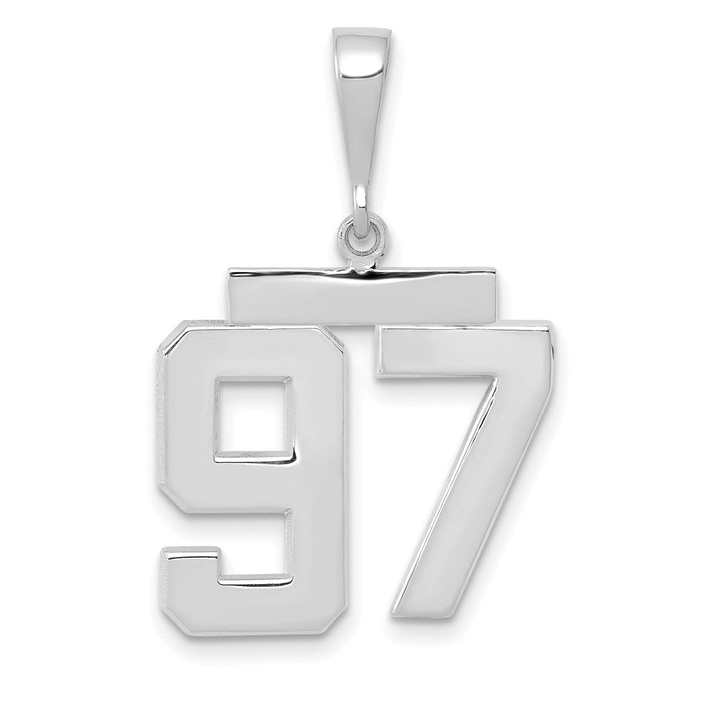 Image of ID 1 14k White Goldw Medium Polished Number 97 Charm