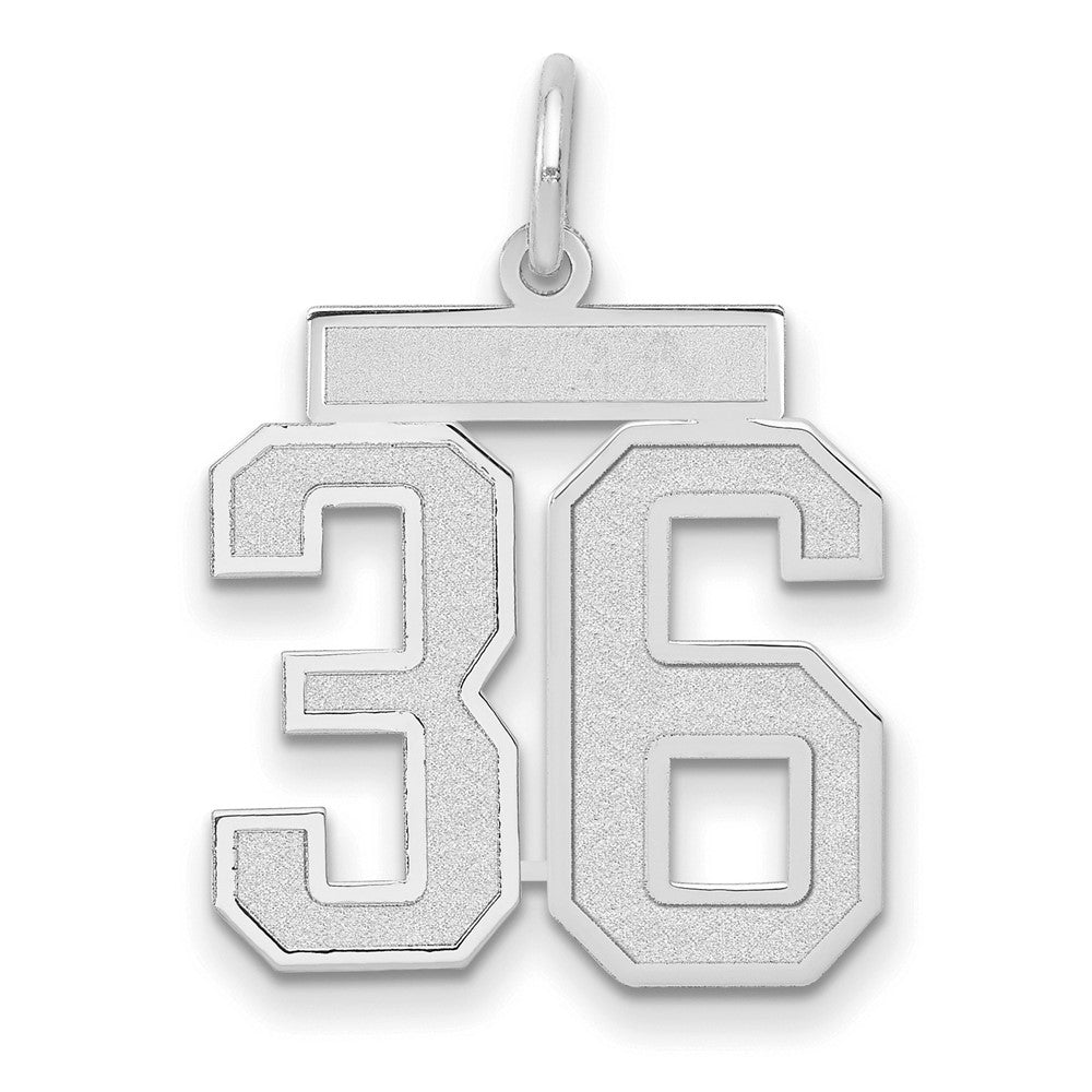 Image of ID 1 14k White Goldw Medium Satin Number 36 Charm