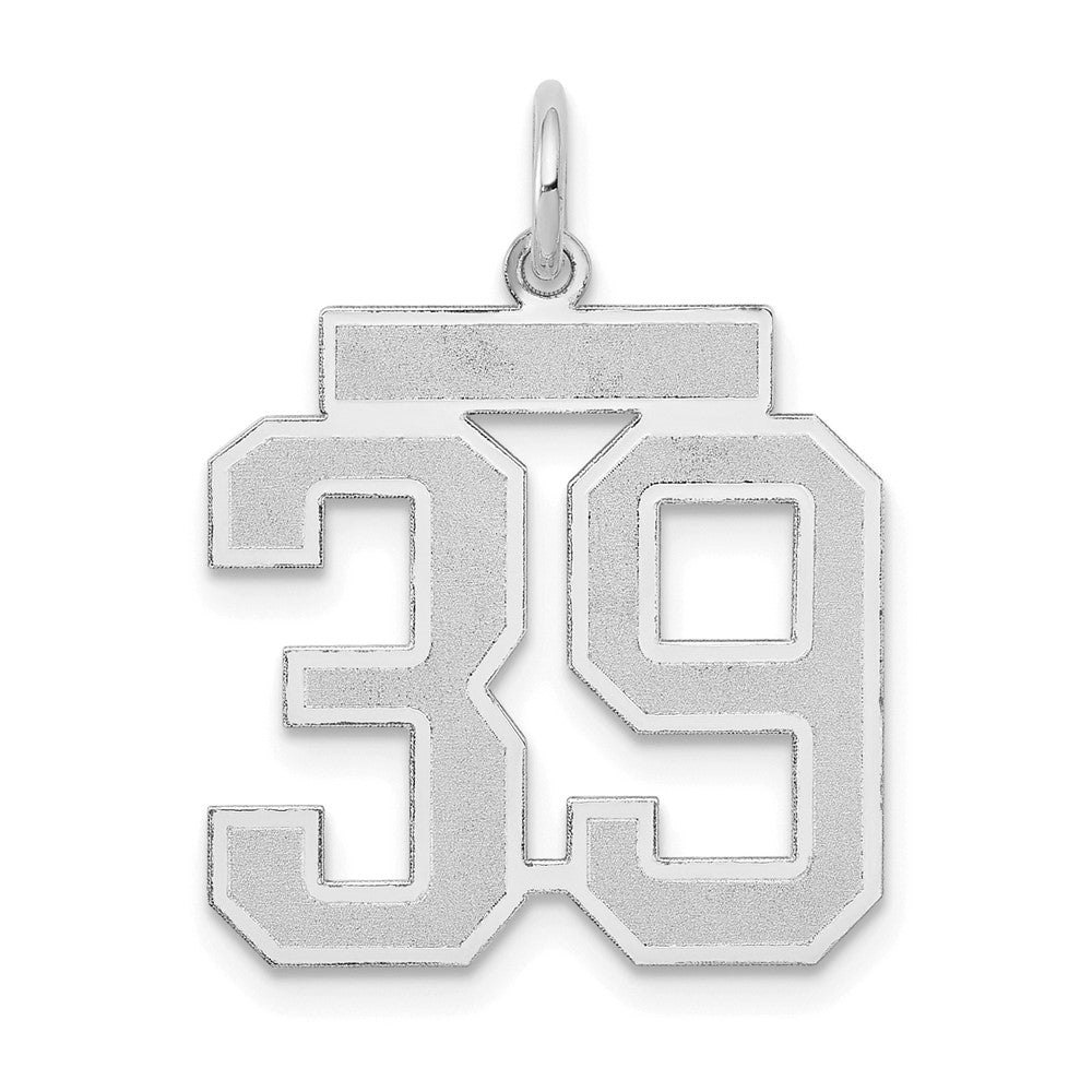 Image of ID 1 14k White Goldw Medium Satin Number 39 Charm