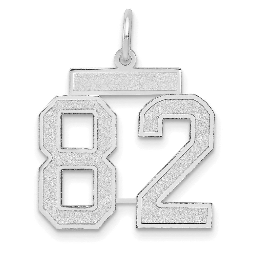 Image of ID 1 14k White Goldw Medium Satin Number 82 Charm