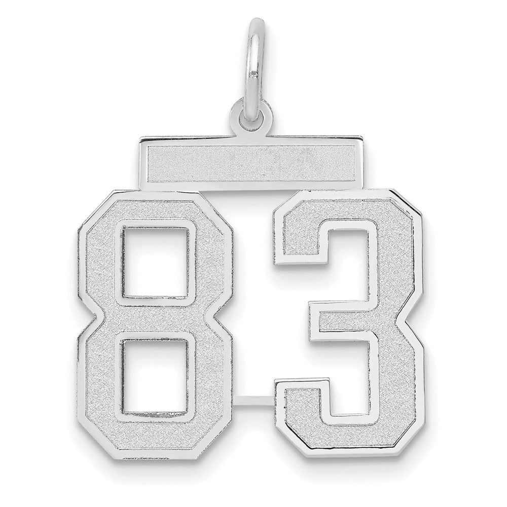 Image of ID 1 14k White Goldw Medium Satin Number 83 Charm