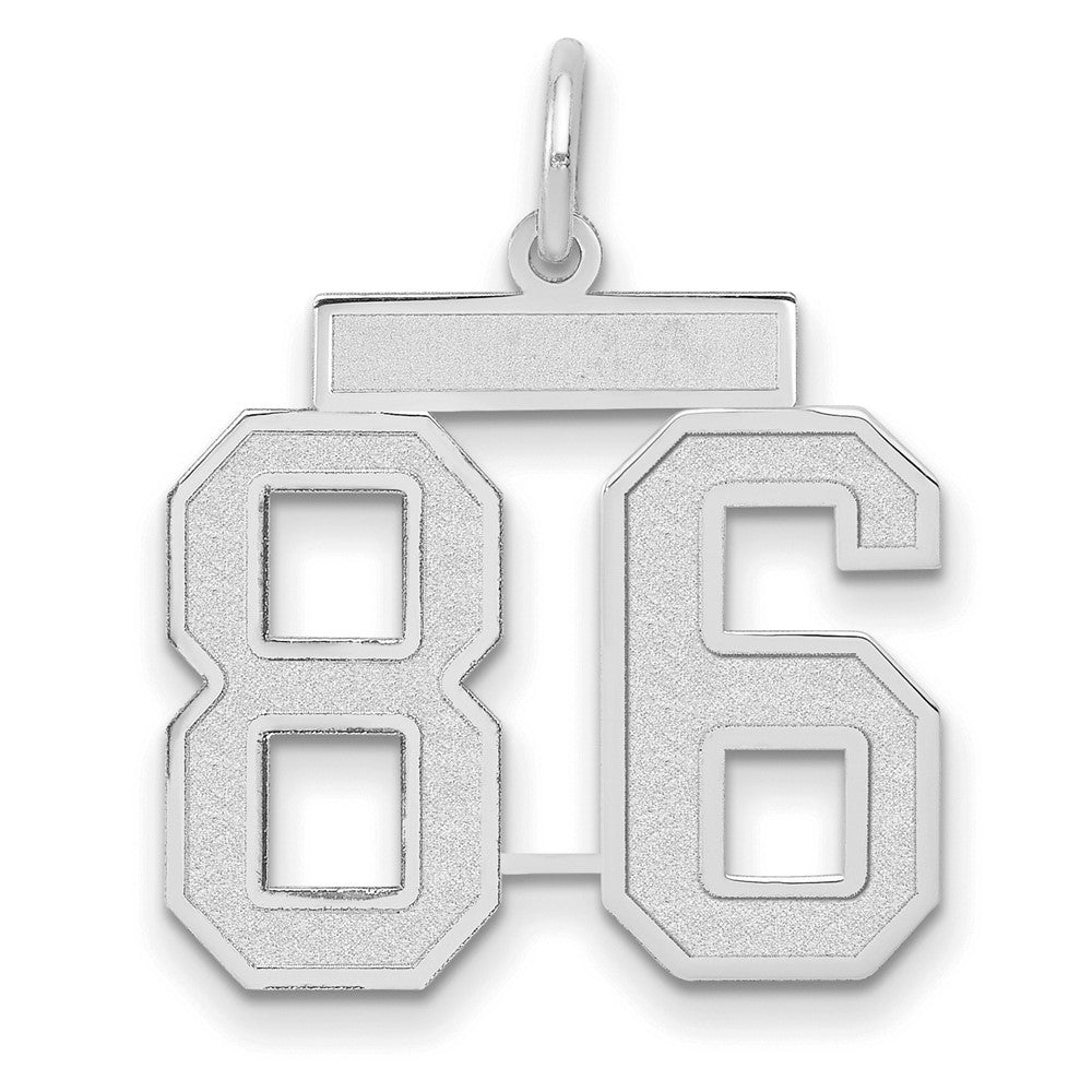 Image of ID 1 14k White Goldw Medium Satin Number 86 Charm