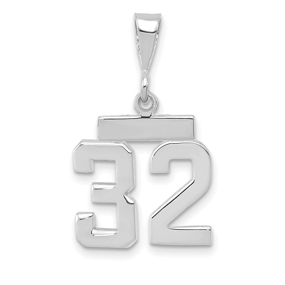 Image of ID 1 14k White Goldw Small Polished Number 32 Charm