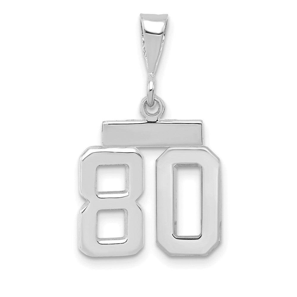 Image of ID 1 14k White Goldw Small Polished Number 80 Charm