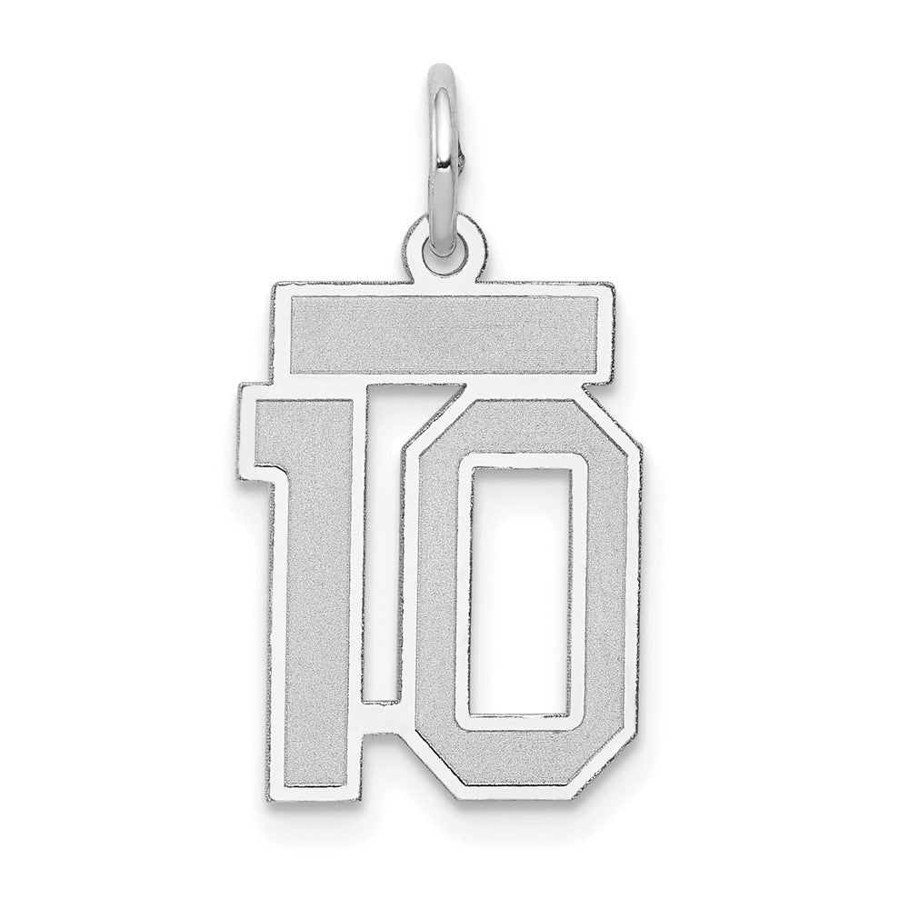 Image of ID 1 14k White Goldw Small Satin Number 10 Charm