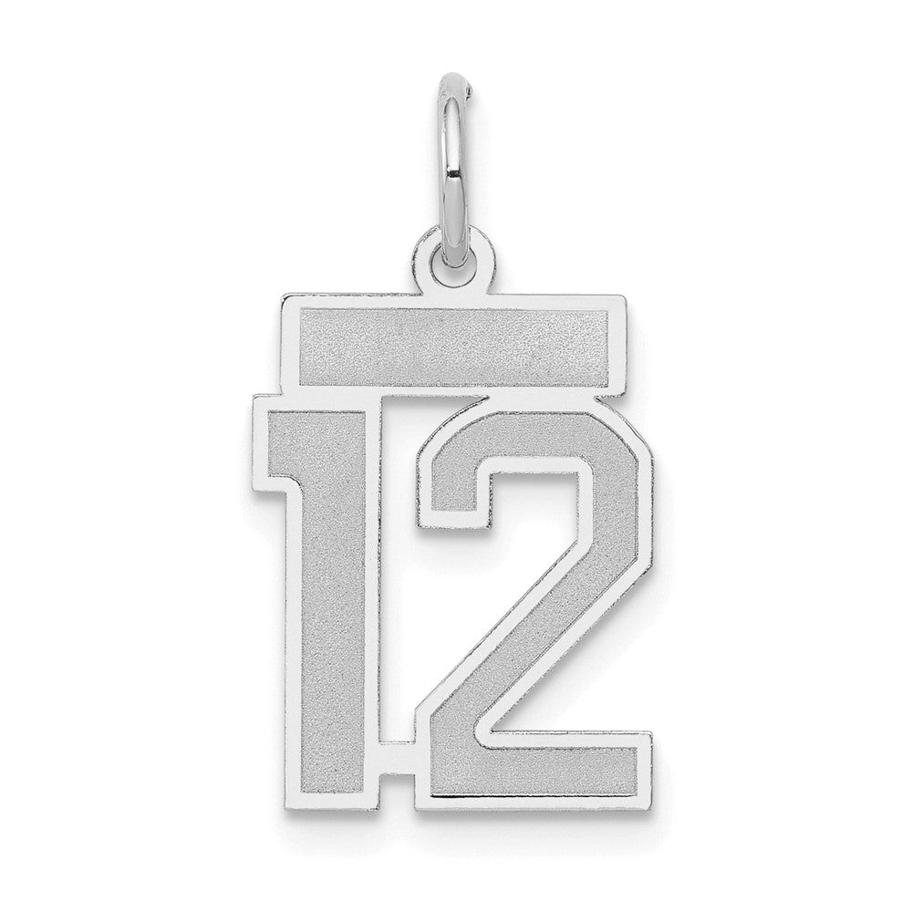 Image of ID 1 14k White Goldw Small Satin Number 12 Charm