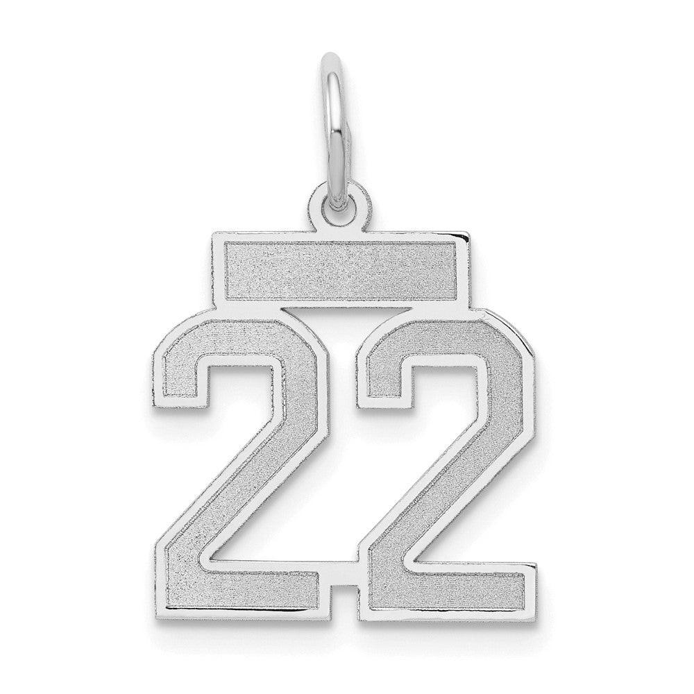 Image of ID 1 14k White Goldw Small Satin Number 22 Charm