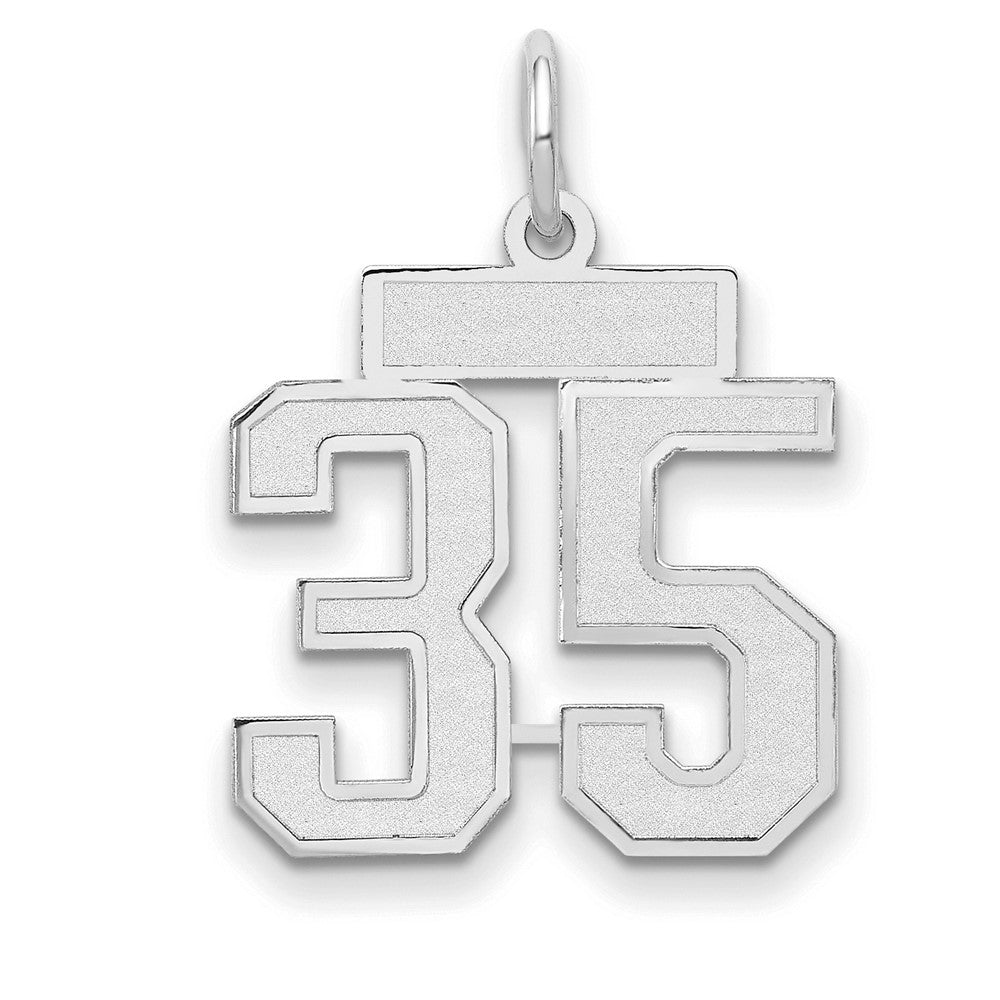 Image of ID 1 14k White Goldw Small Satin Number 35 Charm