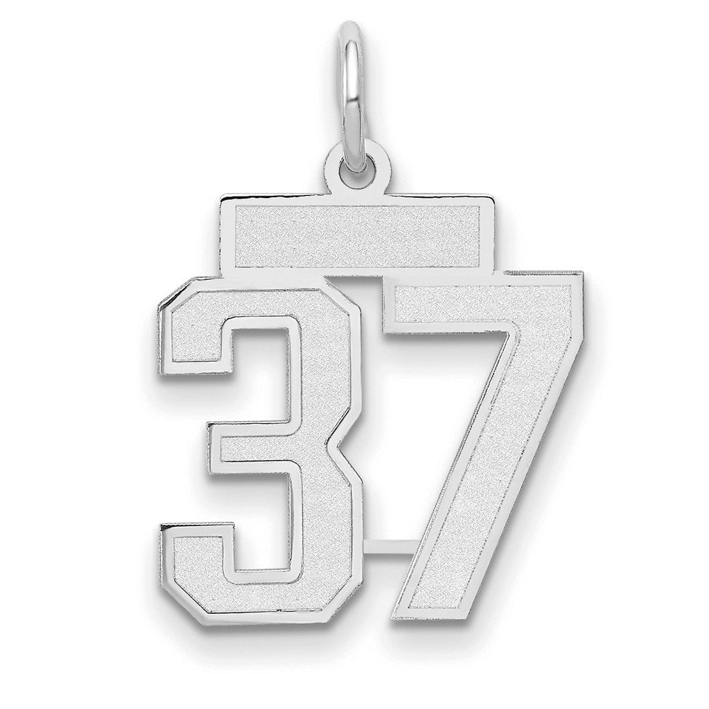 Image of ID 1 14k White Goldw Small Satin Number 37 Charm