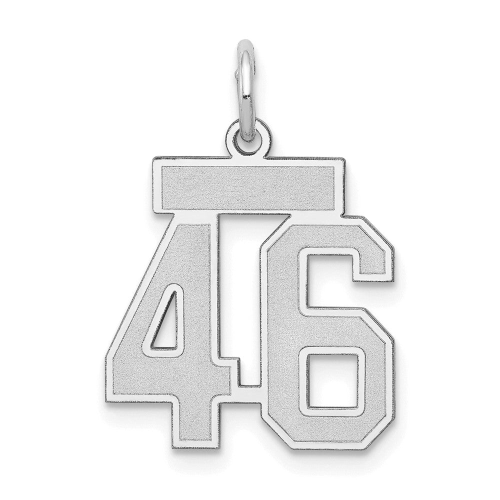 Image of ID 1 14k White Goldw Small Satin Number 46 Charm