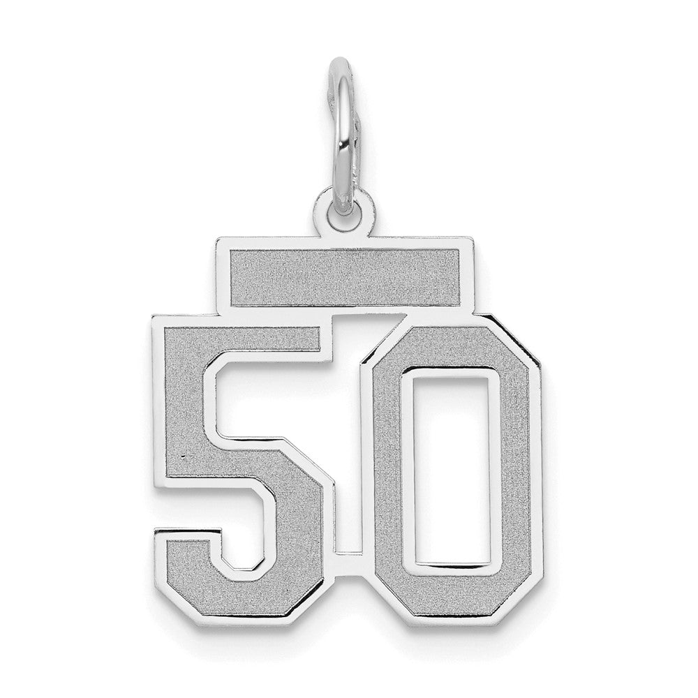 Image of ID 1 14k White Goldw Small Satin Number 50 Charm