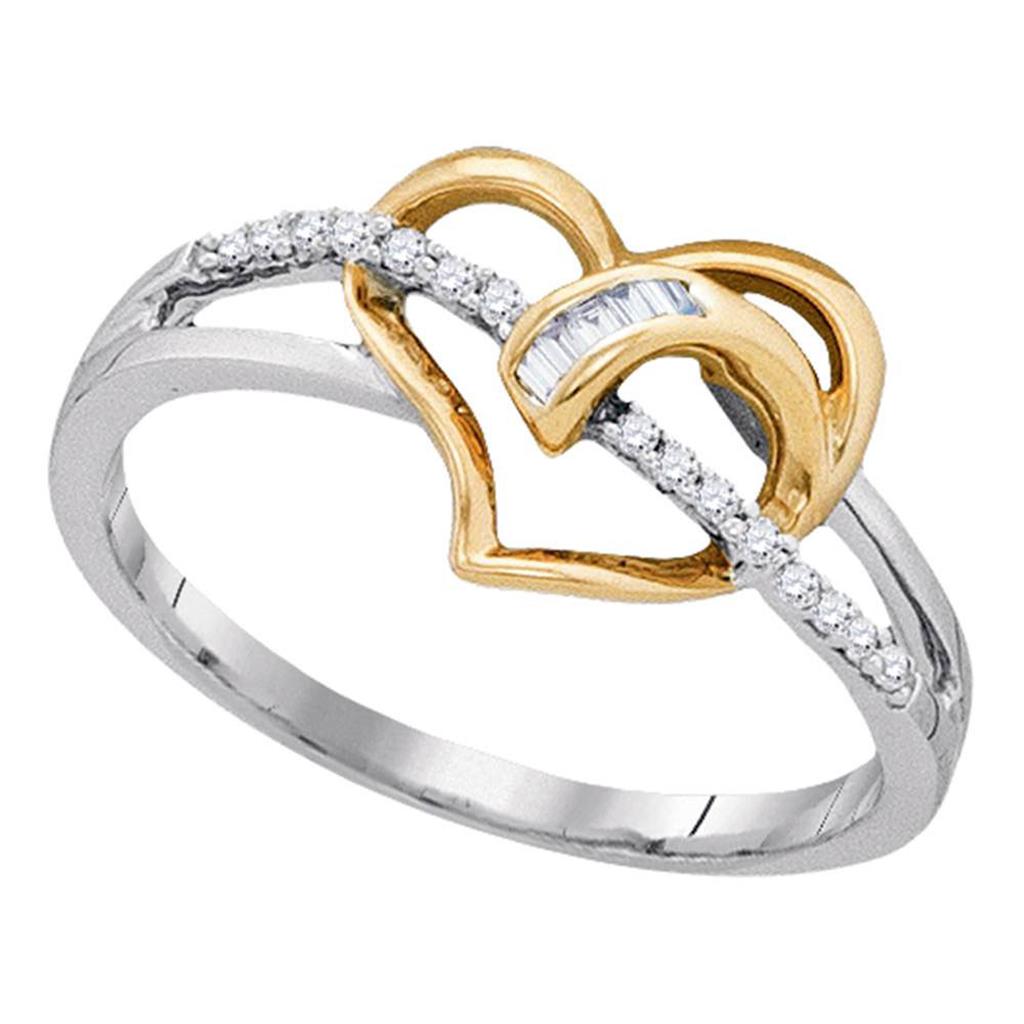 Image of ID 1 14k White Two-tone Gold Round Diamond Yellow Heart Ring 1/10 Cttw