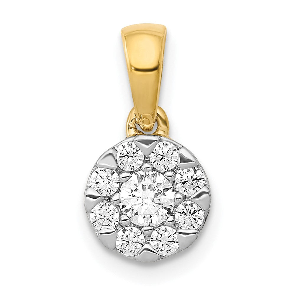 Image of ID 1 14k Yellow Gold 1/3ct Real Diamond Circle Cluster Pendant