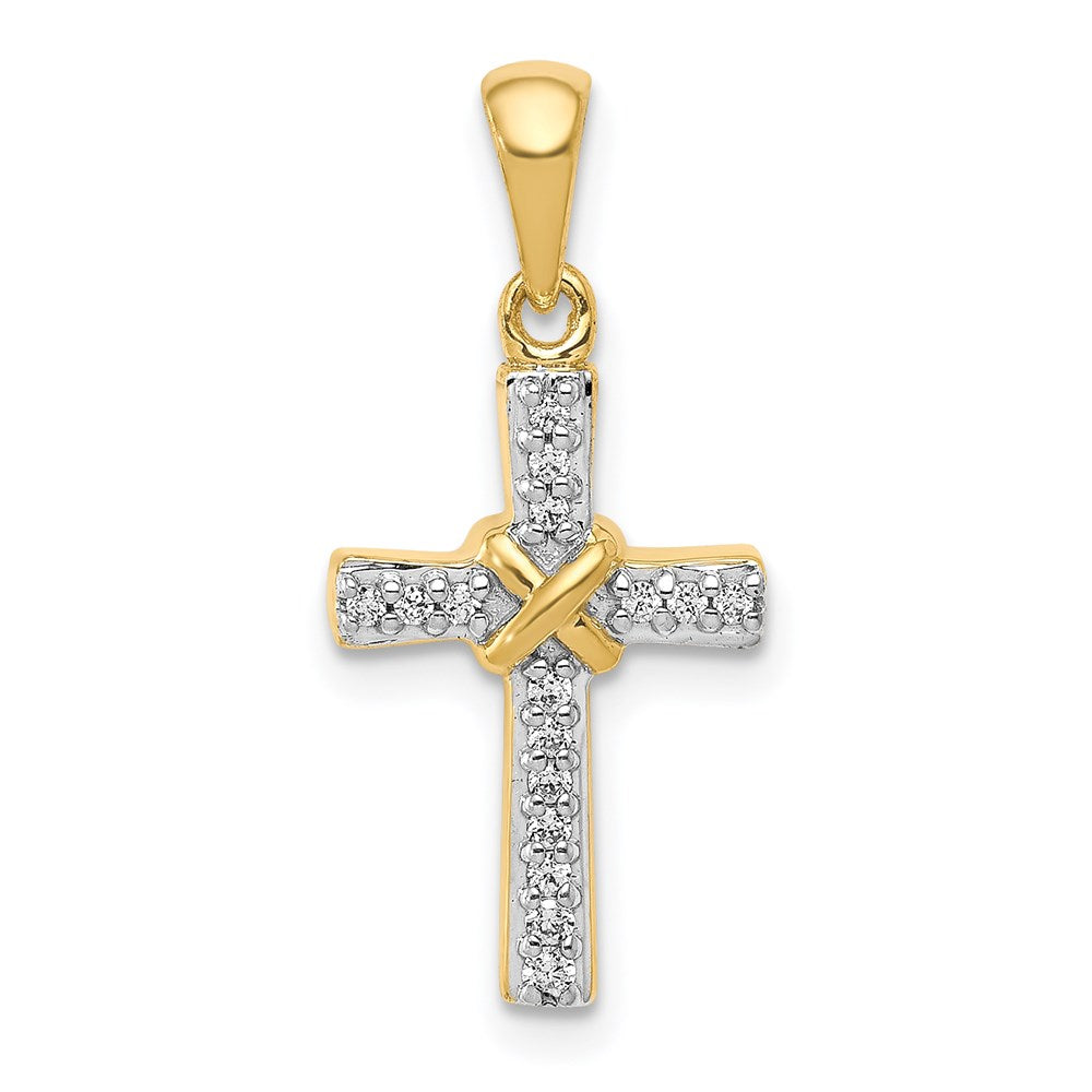 Image of ID 1 14k Yellow Gold 1/6ct Real Diamond Latin Cross Pendant