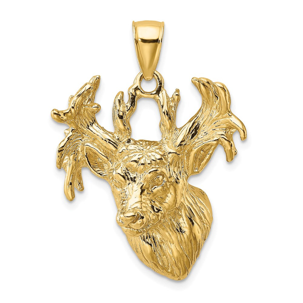 Image of ID 1 14k Yellow Gold 2-D Textured Deer Head Charm