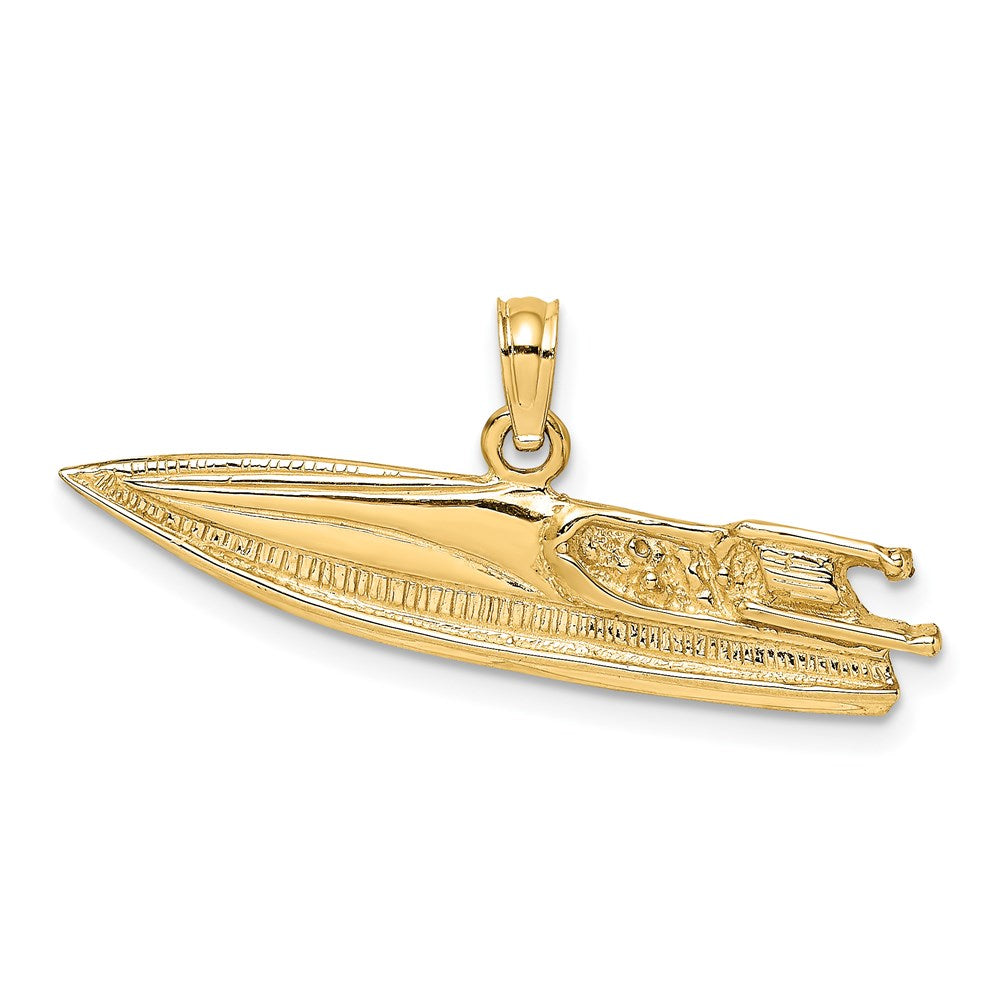 Image of ID 1 14k Yellow Gold 2-D Textured SPEED BOAT Charm