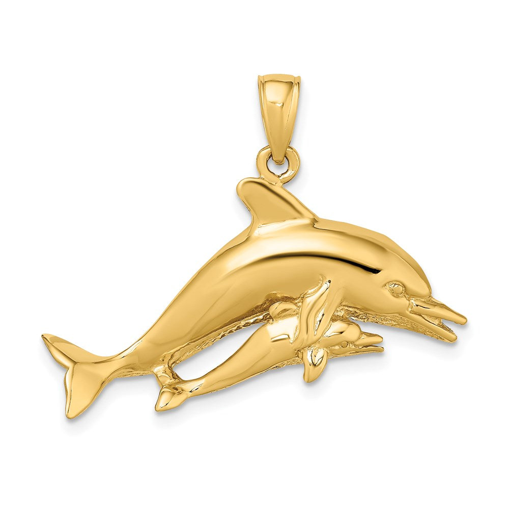 Image of ID 1 14k Yellow Gold 2-D Two Swimming Dolphins Charm