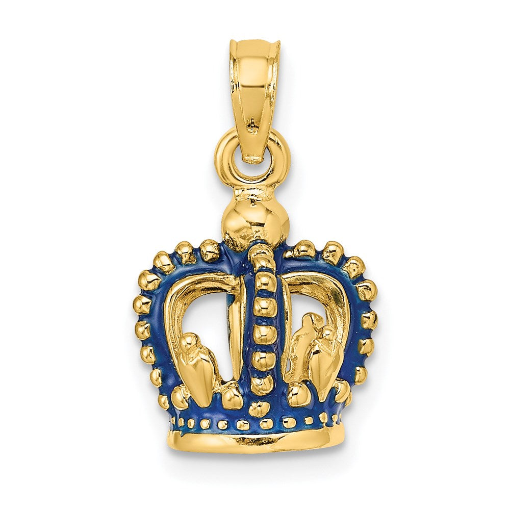Image of ID 1 14k Yellow Gold 3-D Blue Enamel Crown Charm