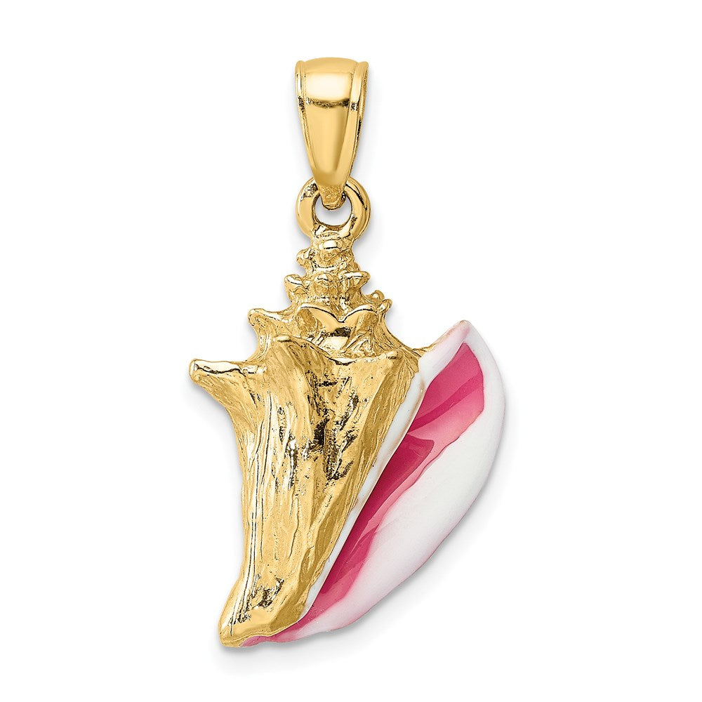 Image of ID 1 14k Yellow Gold 3-D Enamel Conch Shell Charm