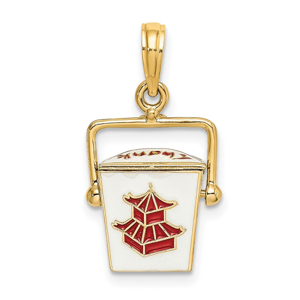 Image of ID 1 14k Yellow Gold 3-D Enameled Moveable Chinese Take-Out Box Charm
