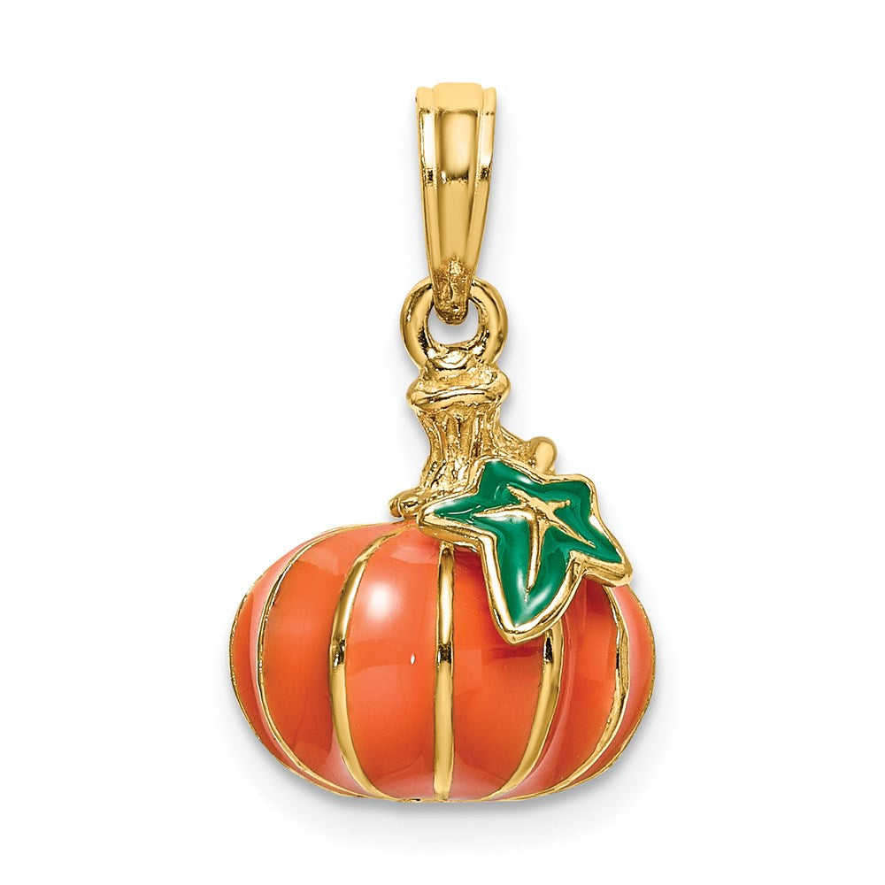 Image of ID 1 14k Yellow Gold 3-D Enameled Pumpkin Charm