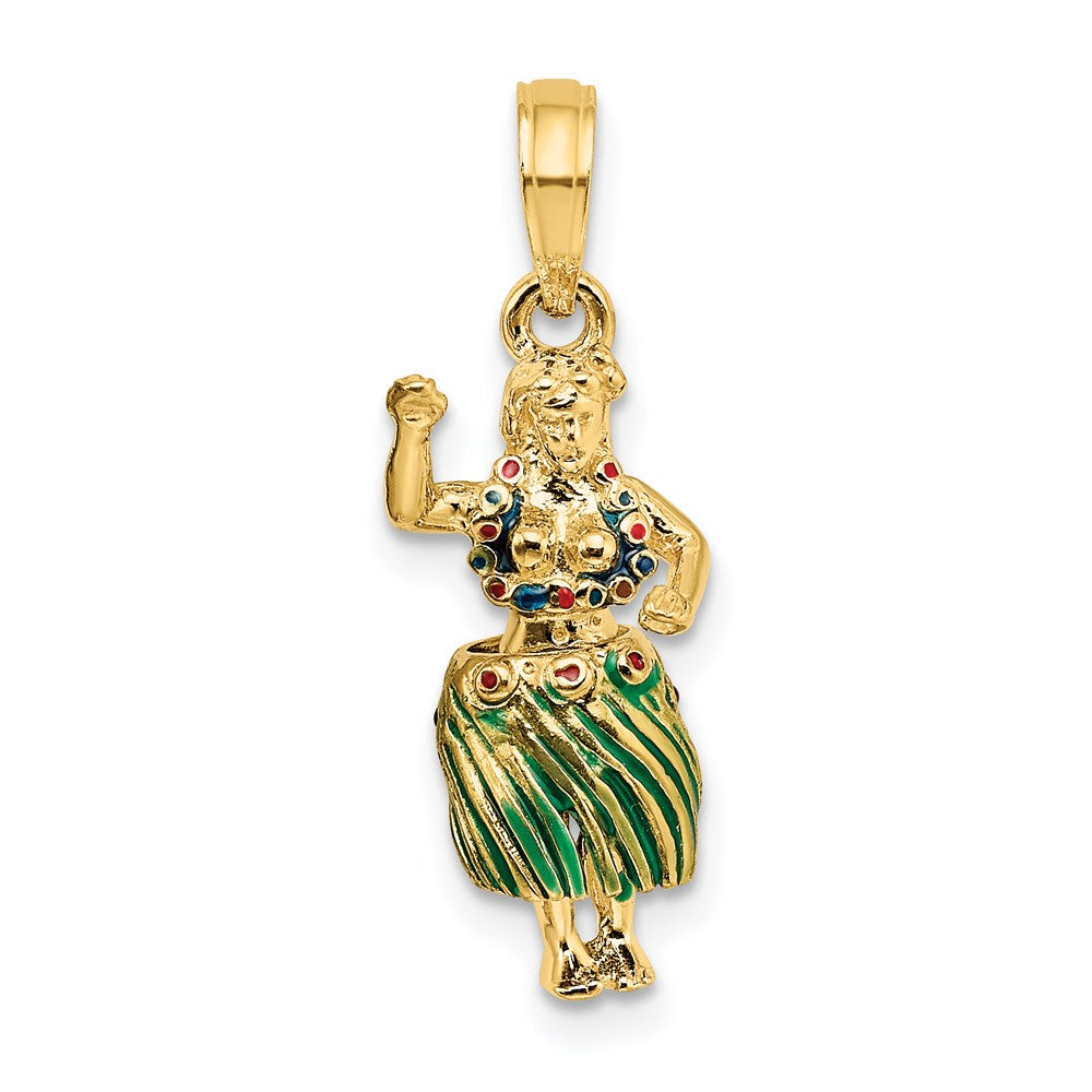 Image of ID 1 14k Yellow Gold 3-D Hula Girl w/ Moveable Grass Skirt Charm
