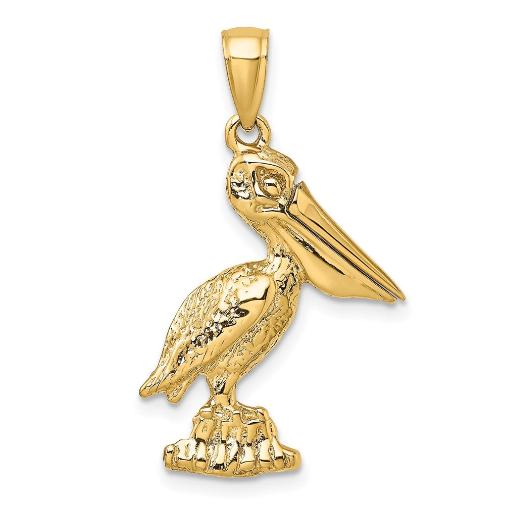 Image of ID 1 14k Yellow Gold 3-D Large Standing Pelican with Moveable Mouth Charm
