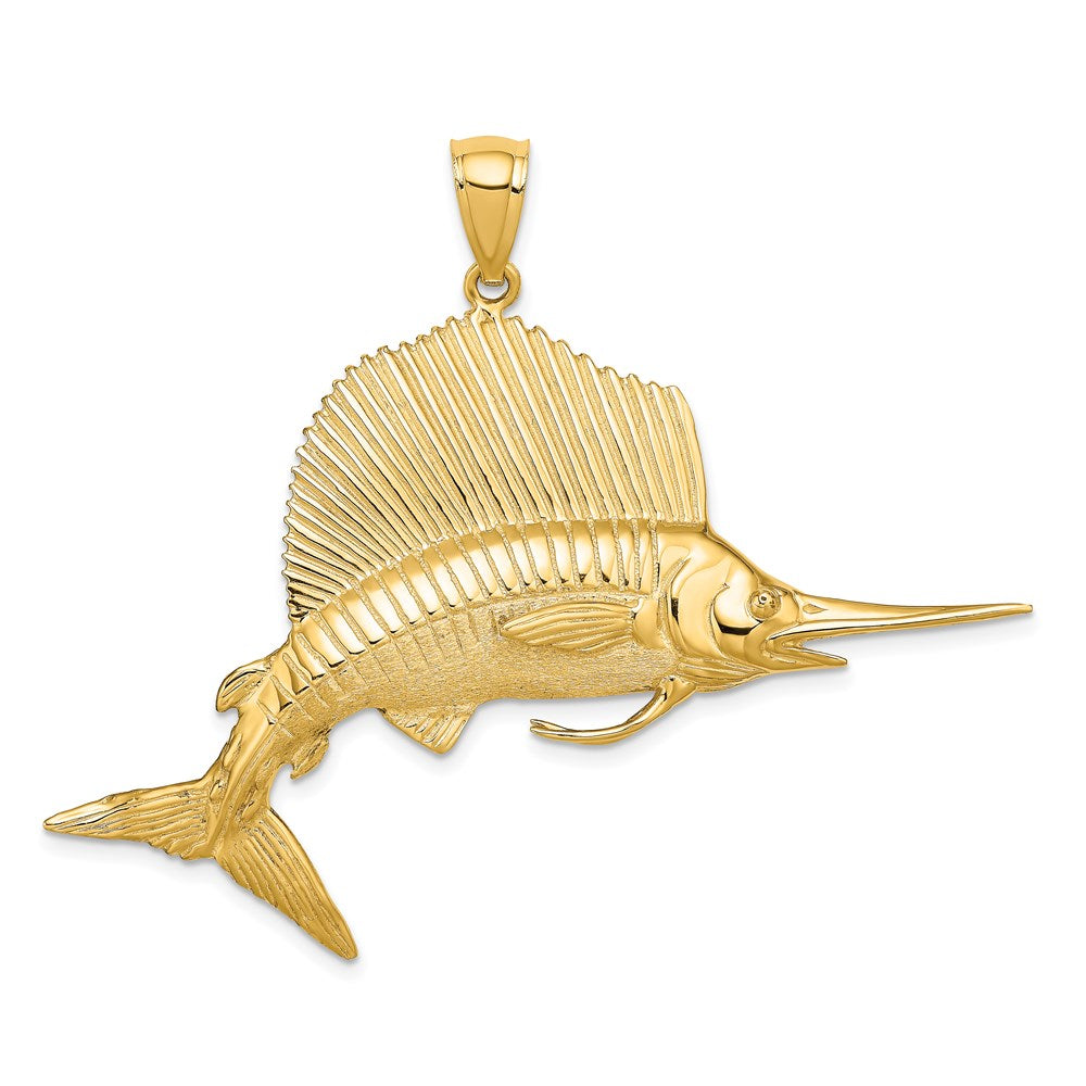 Image of ID 1 14k Yellow Gold 3-D Polished/Satin Sailfish Charm