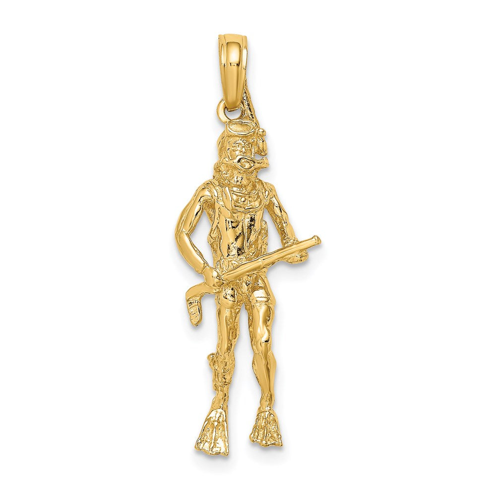 Image of ID 1 14k Yellow Gold 3-D Scuba Diver Charm