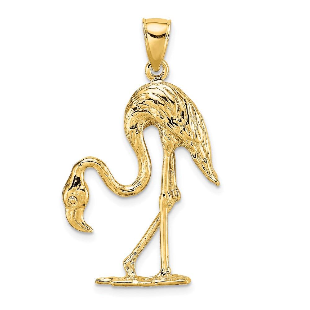 Image of ID 1 14k Yellow Gold 3-D Textured Flamingo Charm