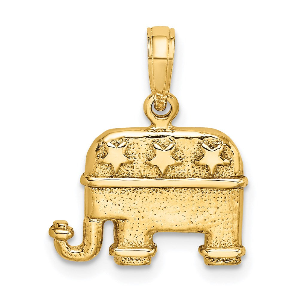 Image of ID 1 14k Yellow Gold 3-D Textured Republican Elephant Charm