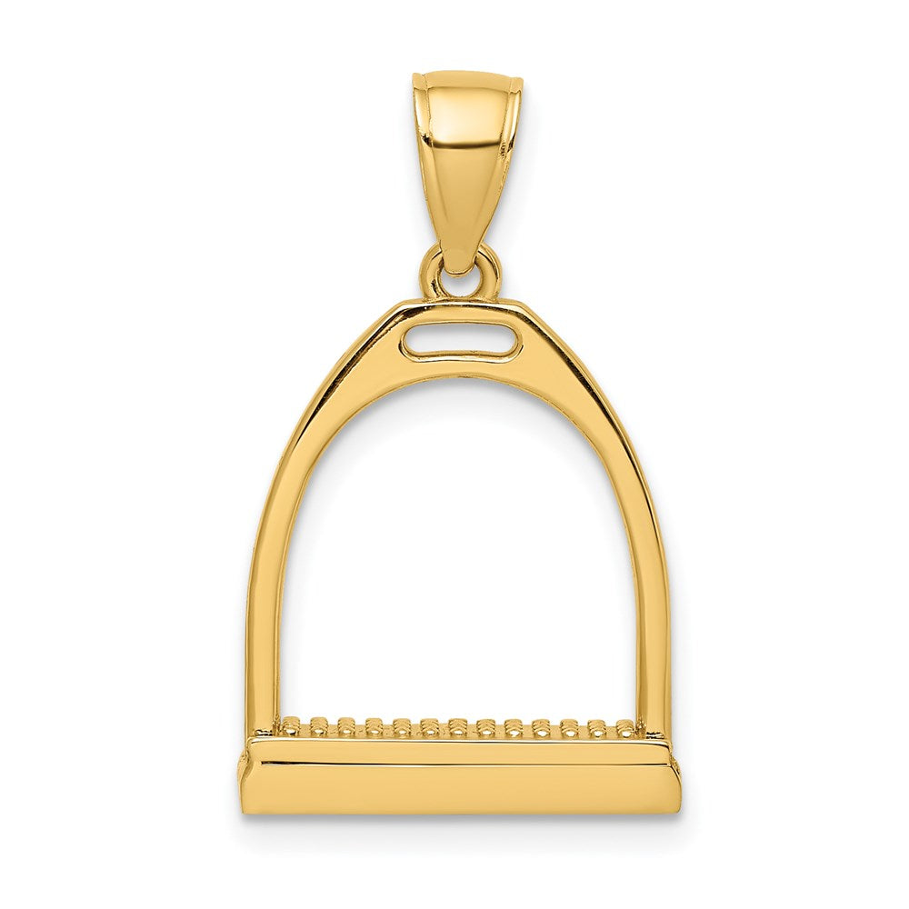 Image of ID 1 14k Yellow Gold 3-D and Polished Large Horse Stirrup Charm