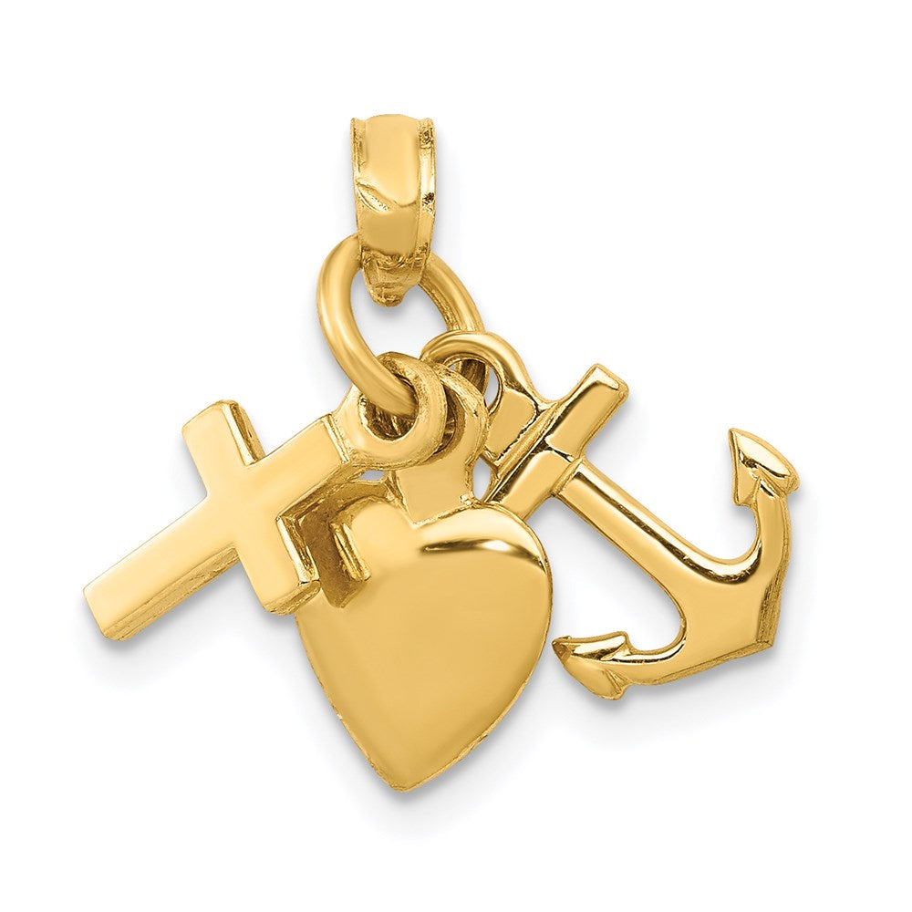 Image of ID 1 14k Yellow Gold 3D Faith Hope and Charity Charm