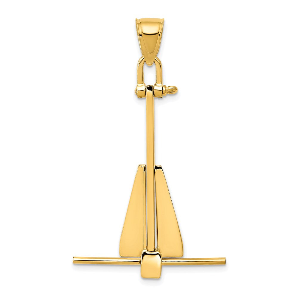 Image of ID 1 14k Yellow Gold 3D Moveable Anchor Pendant