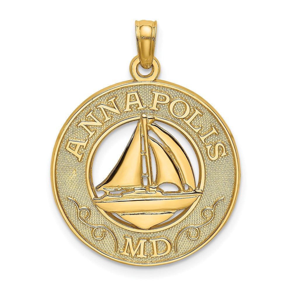 Image of ID 1 14k Yellow Gold ANNAPOLIS MD Sailboat Charm