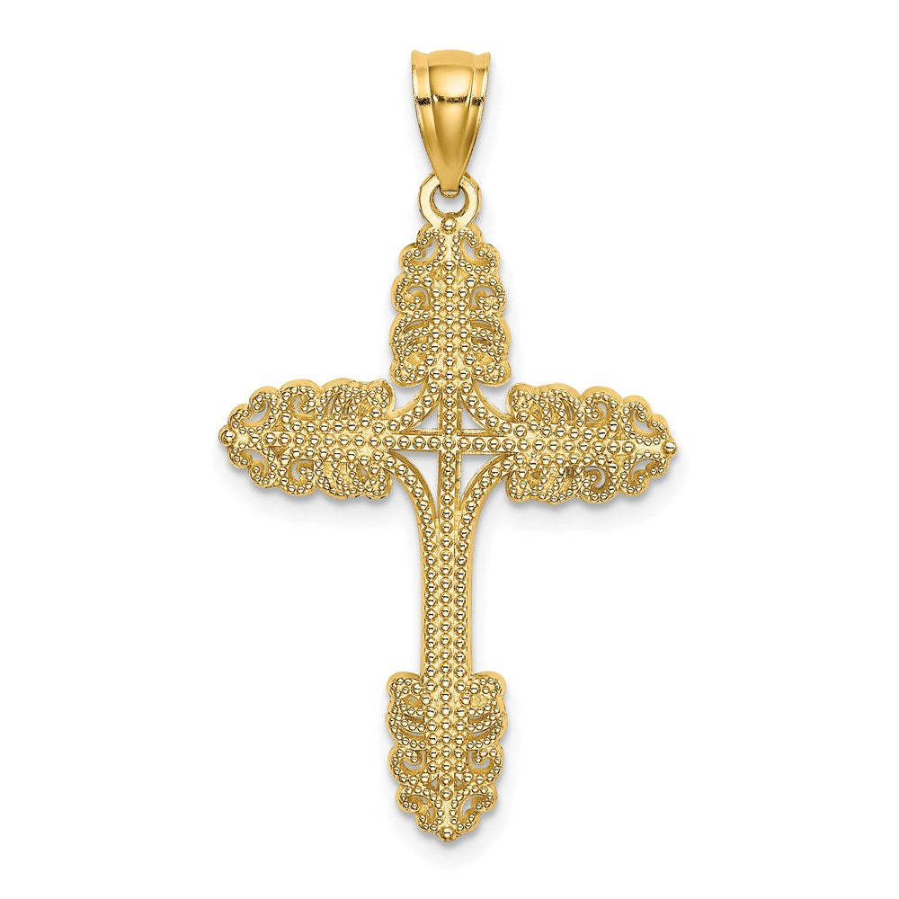 Image of ID 1 14k Yellow Gold Beaded Cross Charm