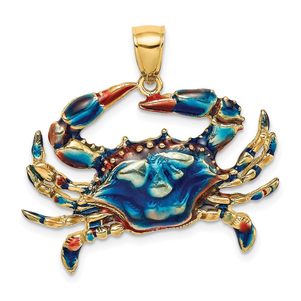 Image of ID 1 14k Yellow Gold Blue Enamel Crab Charm