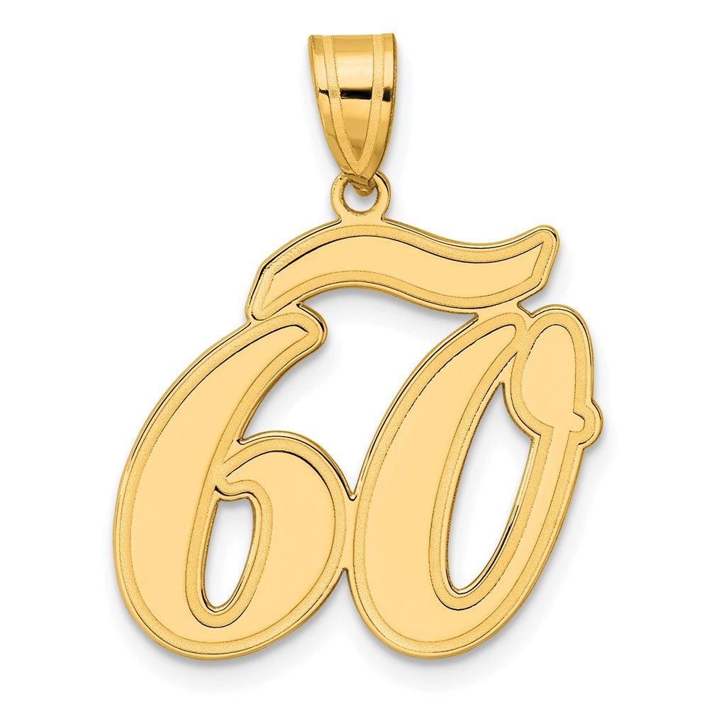 Image of ID 1 14k Yellow Gold Brushed Border Script Number 60 Pendant