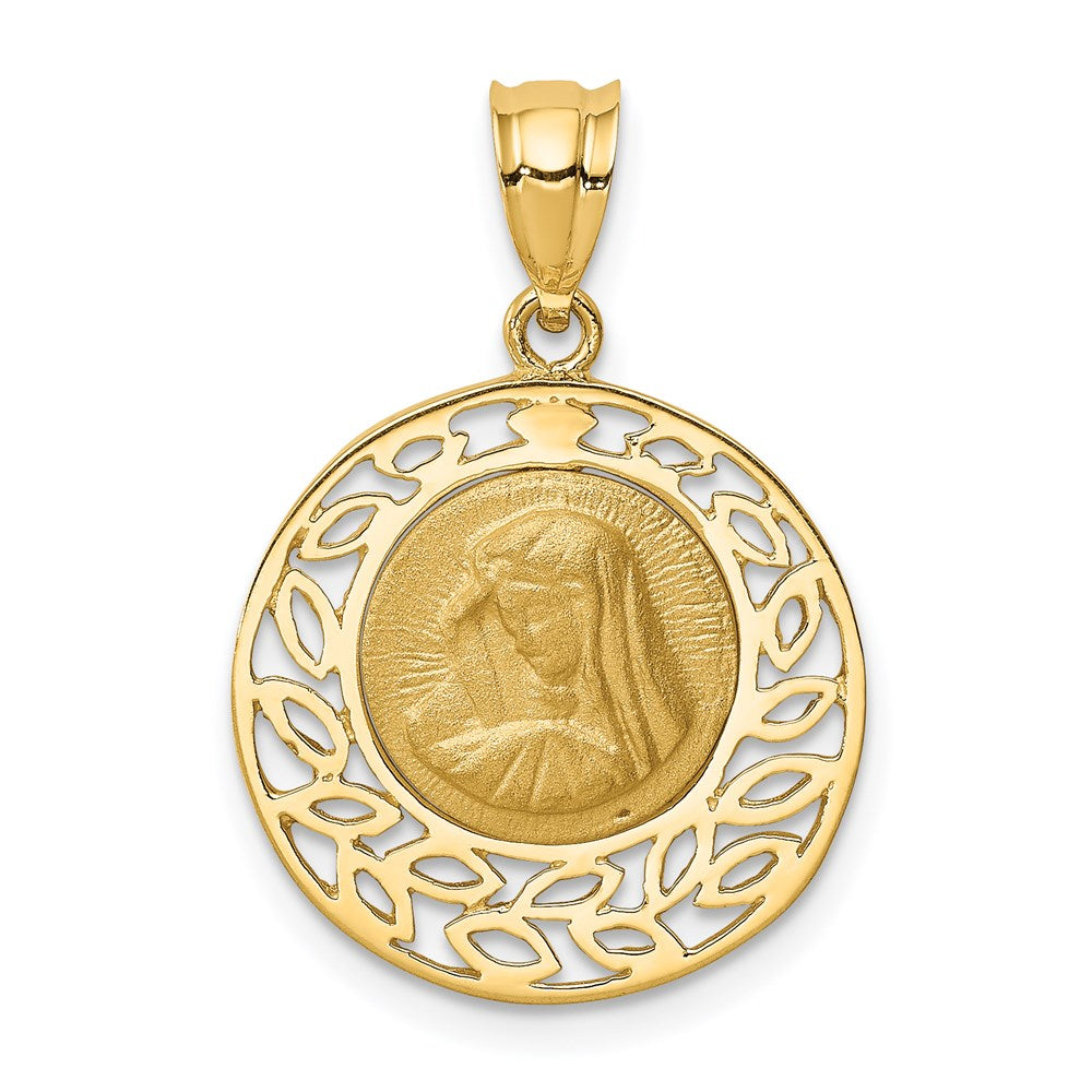 Image of ID 1 14k Yellow Gold Brushed & Polished Virgin Mary Pendant