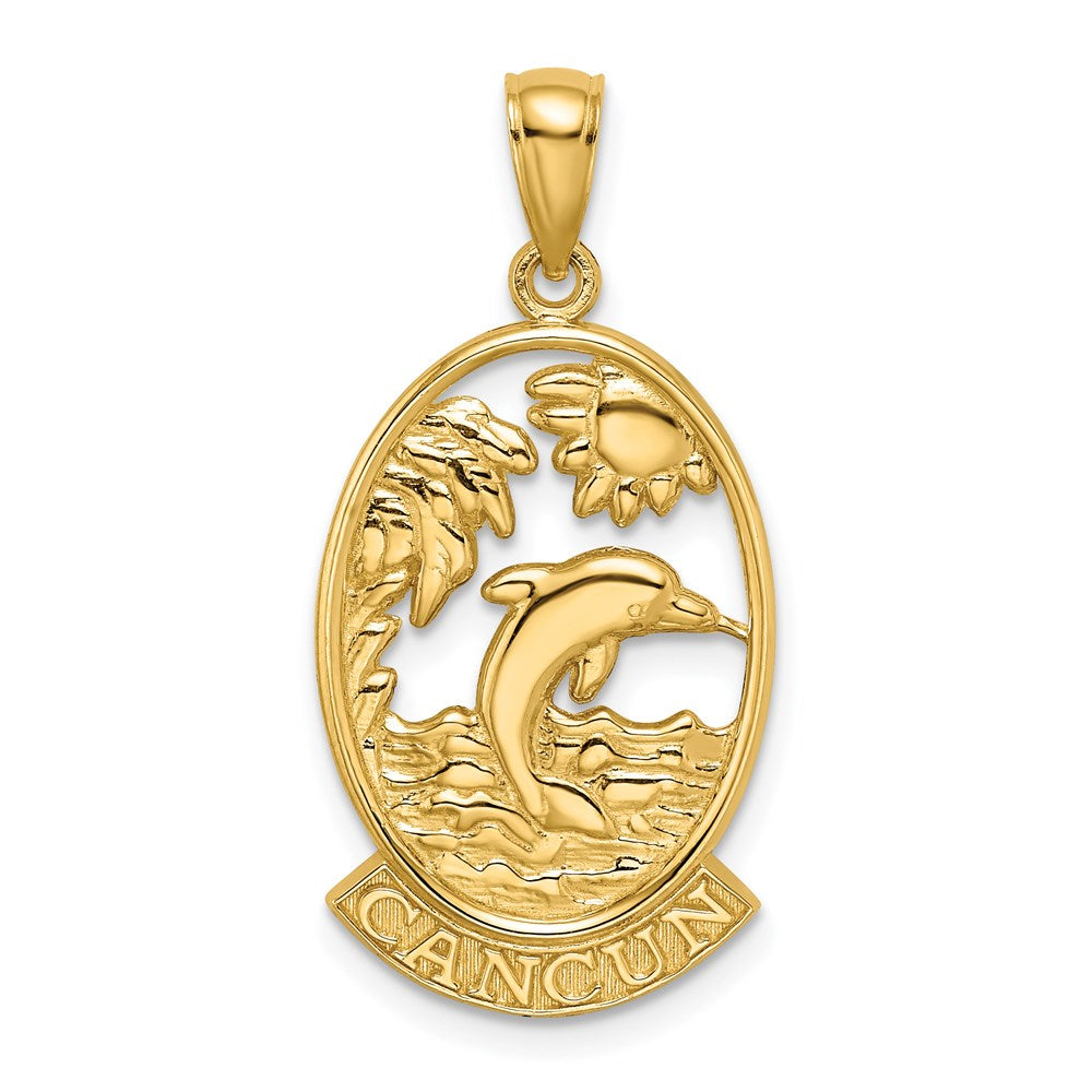 Image of ID 1 14k Yellow Gold CANCUN w/Dolphin Sunset Scene Charm