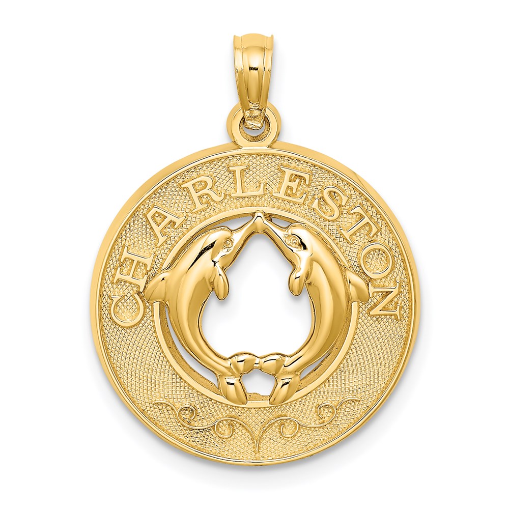 Image of ID 1 14k Yellow Gold CHARLESTON Dolphins Charm