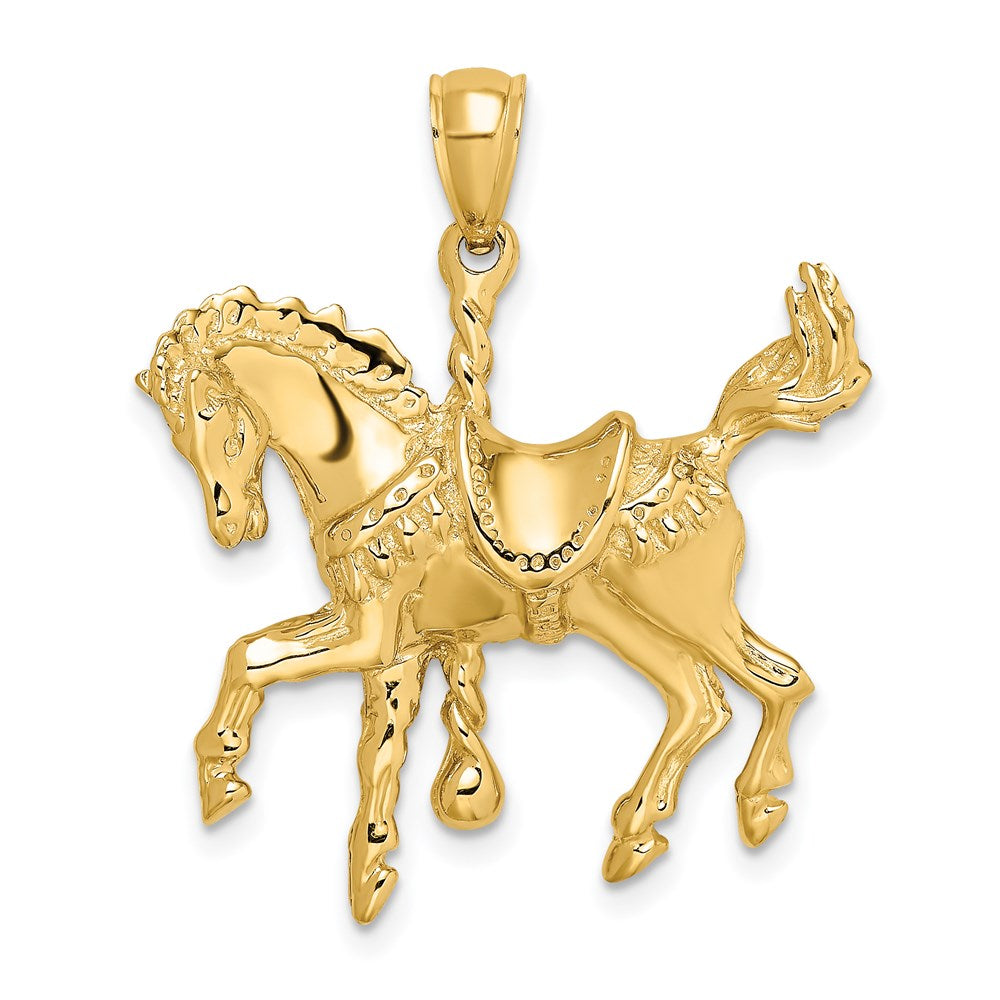 Image of ID 1 14k Yellow Gold Carousel Horse w/Tail Up Charm