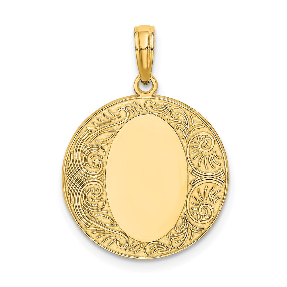Image of ID 1 14k Yellow Gold Circle Engraveable Center Charm