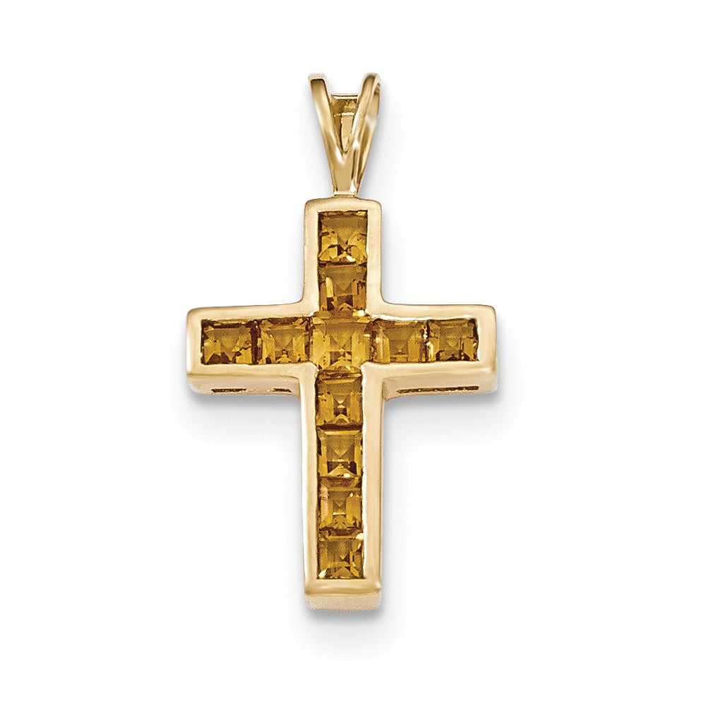 Image of ID 1 14k Yellow Gold Citrine Cross Pendant