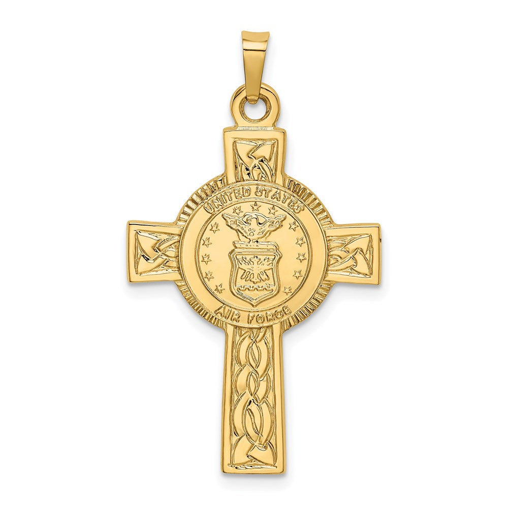 Image of ID 1 14k Yellow Gold Cross w/Air Force Insignia Pendant