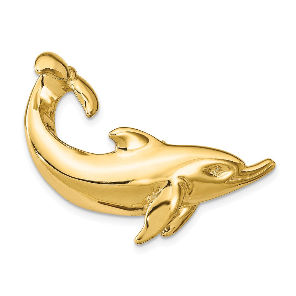 Image of ID 1 14k Yellow Gold Dolphin with Tail Up Slide