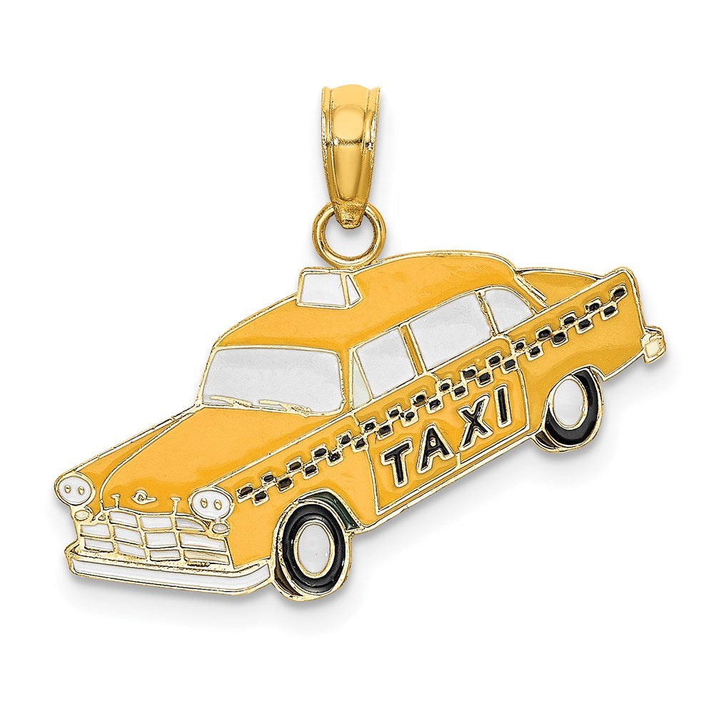 Image of ID 1 14k Yellow Gold Enamel Taxi Charm